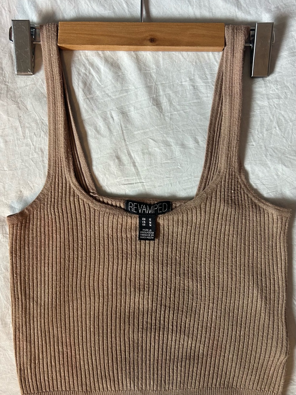 Revamped Ribbed Crop Tank Top - Taupe